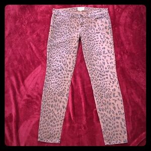 Current/Elliott Leopard-Print Skinny Jeans in Tan and Black